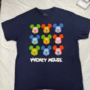 Disney Rainbow Multi Color‎ Mickey Mouse Size LG Graphic T-shirt NWOT Navy Blue